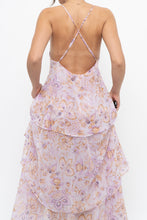 Load image into Gallery viewer, VICTORIA'S SECRET x Lilac Floral Metallic Tiered Maxi Dress (M)
