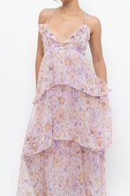 Load image into Gallery viewer, VICTORIA'S SECRET x Lilac Floral Metallic Tiered Maxi Dress (M)