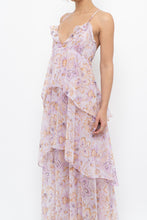 Load image into Gallery viewer, VICTORIA'S SECRET x Lilac Floral Metallic Tiered Maxi Dress (M)