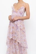 Load image into Gallery viewer, VICTORIA'S SECRET x Lilac Floral Metallic Tiered Maxi Dress (M)