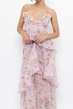 Load image into Gallery viewer, VICTORIA'S SECRET x Lilac Floral Metallic Tiered Maxi Dress (M)