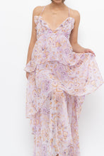 Load image into Gallery viewer, VICTORIA'S SECRET x Lilac Floral Metallic Tiered Maxi Dress (M)