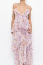 Load image into Gallery viewer, VICTORIA'S SECRET x Lilac Floral Metallic Tiered Maxi Dress (M)
