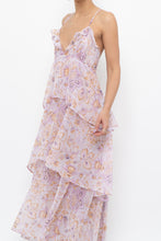 Load image into Gallery viewer, VICTORIA'S SECRET x Lilac Floral Metallic Tiered Maxi Dress (M)