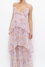 Load image into Gallery viewer, VICTORIA'S SECRET x Lilac Floral Metallic Tiered Maxi Dress (M)