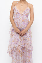 Load image into Gallery viewer, VICTORIA'S SECRET x Lilac Floral Metallic Tiered Maxi Dress (M)