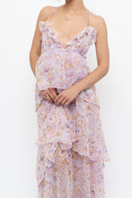 Load image into Gallery viewer, VICTORIA'S SECRET x Lilac Floral Metallic Tiered Maxi Dress (M)