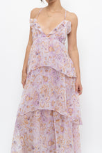 Load image into Gallery viewer, VICTORIA'S SECRET x Lilac Floral Metallic Tiered Maxi Dress (M)