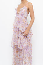Load image into Gallery viewer, VICTORIA'S SECRET x Lilac Floral Metallic Tiered Maxi Dress (M)