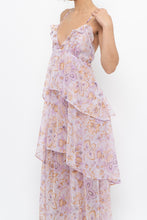 Load image into Gallery viewer, VICTORIA'S SECRET x Lilac Floral Metallic Tiered Maxi Dress (M)