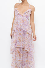Load image into Gallery viewer, VICTORIA'S SECRET x Lilac Floral Metallic Tiered Maxi Dress (M)