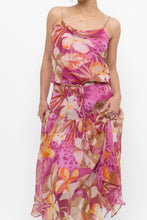Load image into Gallery viewer, Vintage x Pink, Orange Floral Silk Midi Dress (XS, S)