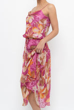 Load image into Gallery viewer, Vintage x Pink, Orange Floral Silk Midi Dress (XS, S)