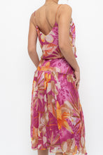 Load image into Gallery viewer, Vintage x Pink, Orange Floral Silk Midi Dress (XS, S)