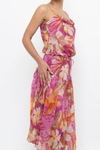 Load image into Gallery viewer, Vintage x Pink, Orange Floral Silk Midi Dress (XS, S)