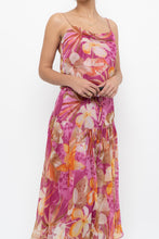 Load image into Gallery viewer, Vintage x Pink, Orange Floral Silk Midi Dress (XS, S)