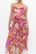 Load image into Gallery viewer, Vintage x Pink, Orange Floral Silk Midi Dress (XS, S)