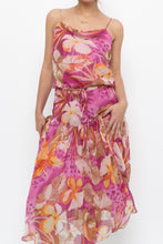 Load image into Gallery viewer, Vintage x Pink, Orange Floral Silk Midi Dress (XS, S)