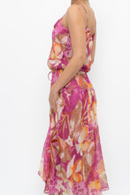 Load image into Gallery viewer, Vintage x Pink, Orange Floral Silk Midi Dress (XS, S)