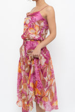Load image into Gallery viewer, Vintage x Pink, Orange Floral Silk Midi Dress (XS, S)
