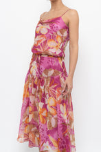 Load image into Gallery viewer, Vintage x Pink, Orange Floral Silk Midi Dress (XS, S)