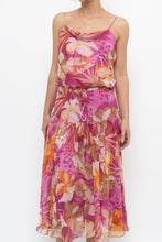 Load image into Gallery viewer, Vintage x Pink, Orange Floral Silk Midi Dress (XS, S)