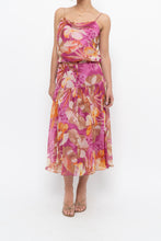 Load image into Gallery viewer, Vintage x Pink, Orange Floral Silk Midi Dress (XS, S)