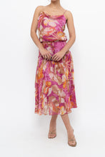 Load image into Gallery viewer, Vintage x Pink, Orange Floral Silk Midi Dress (XS, S)