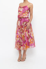 Load image into Gallery viewer, Vintage x Pink, Orange Floral Silk Midi Dress (XS, S)