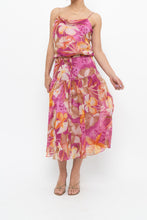 Load image into Gallery viewer, Vintage x Pink, Orange Floral Silk Midi Dress (XS, S)