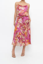 Load image into Gallery viewer, Vintage x Pink, Orange Floral Silk Midi Dress (XS, S)