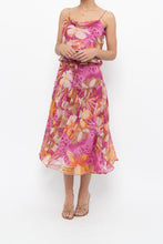 Load image into Gallery viewer, Vintage x Pink, Orange Floral Silk Midi Dress (XS, S)