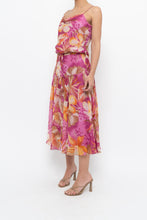 Load image into Gallery viewer, Vintage x Pink, Orange Floral Silk Midi Dress (XS, S)