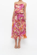 Load image into Gallery viewer, Vintage x Pink, Orange Floral Silk Midi Dress (XS, S)