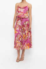 Load image into Gallery viewer, Vintage x Pink, Orange Floral Silk Midi Dress (XS, S)