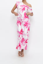 Load image into Gallery viewer, MARELLA x Pink, White Floral Satin Maxi Dress (S, M)