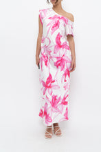 Load image into Gallery viewer, MARELLA x Pink, White Floral Satin Maxi Dress (S, M)