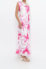 Load image into Gallery viewer, MARELLA x Pink, White Floral Satin Maxi Dress (S, M)
