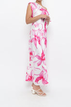 Load image into Gallery viewer, MARELLA x Pink, White Floral Satin Maxi Dress (S, M)