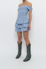 Load image into Gallery viewer, Vintage x Blue Gingham Off-Shoulder Mini Dress (S, M)