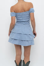 Load image into Gallery viewer, Vintage x Blue Gingham Off-Shoulder Mini Dress (S, M)