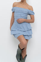 Load image into Gallery viewer, Vintage x Blue Gingham Off-Shoulder Mini Dress (S, M)
