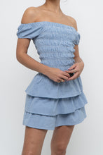 Load image into Gallery viewer, Vintage x Blue Gingham Off-Shoulder Mini Dress (S, M)