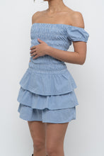 Load image into Gallery viewer, Vintage x Blue Gingham Off-Shoulder Mini Dress (S, M)