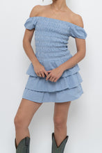 Load image into Gallery viewer, Vintage x Blue Gingham Off-Shoulder Mini Dress (S, M)