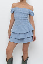 Load image into Gallery viewer, Vintage x Blue Gingham Off-Shoulder Mini Dress (S, M)