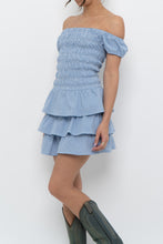 Load image into Gallery viewer, Vintage x Blue Gingham Off-Shoulder Mini Dress (S, M)