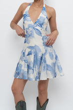 Load image into Gallery viewer, DYNAMITE x Deadstock Blue Floral Halter Mini Dress (XXS, XS)