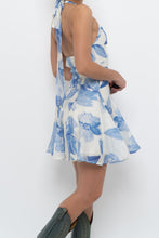 Load image into Gallery viewer, DYNAMITE x Deadstock Blue Floral Halter Mini Dress (XXS, XS)
