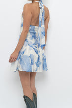 Load image into Gallery viewer, DYNAMITE x Deadstock Blue Floral Halter Mini Dress (XXS, XS)